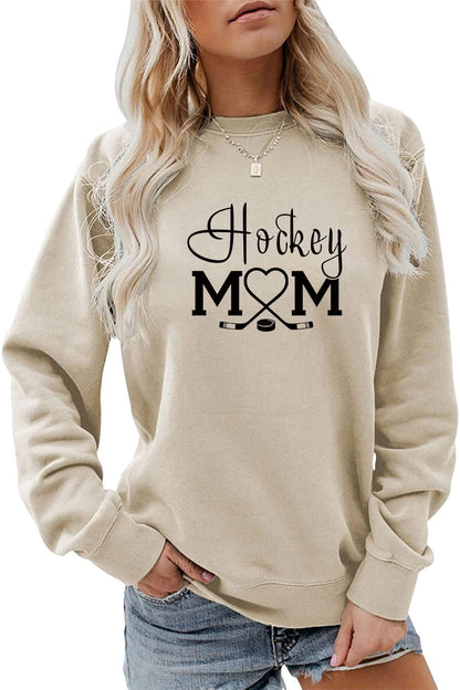 Amazon Wish Independent Station Fashionable Simple Hockey Mom Letter Fun Printed Women's Casual Sweatshirt