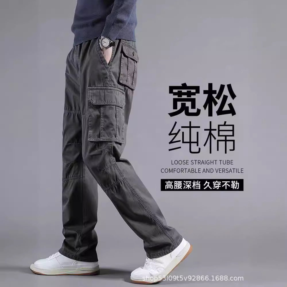 Spring and Autumn Cotton Crane Pants Foreign Trade Plus Size Pants Site Work Pants Men's Multi-Pocket Wear-Resistant Casual Pants
