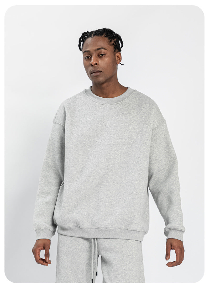 Cai Xiang Island Men's Clothing | Autumn and Winter 350g Dopamine Fleece Oversized Loose Trendy Brand Men's Sweatshirt and Pants Set