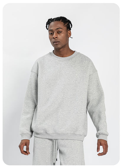 Cai Xiang Island Men's Clothing | Autumn and Winter 350g Dopamine Fleece Oversized Loose Trendy Brand Men's Sweatshirt and Pants Set