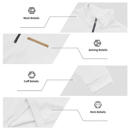 Cross-Border American Style Autumn and Winter Heavyweight Fleece Long-Sleeve Men's Sweatshirt with Half-Zip, Loose Fit, Stand Collar, Pullover Men's Sweatshirt