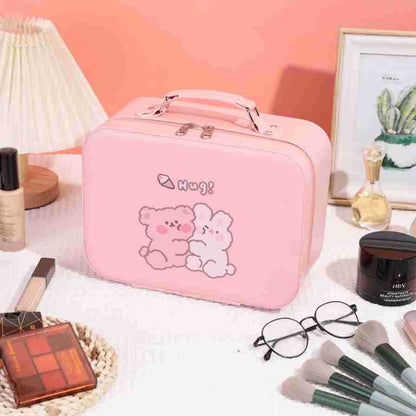 Leather Ready-Made Cartoon Makeup Case with Mirror, Makeup Bag with a High-End Feel, Multifunctional Storage Bag, Large Capacity Wholesale