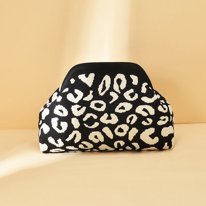 Cross-Border Dropshipping Knitted Bag Striped Clutch Bag for Women Fly-Knit Cloud Versatile Stylish Portable Makeup Bag Large Capacity