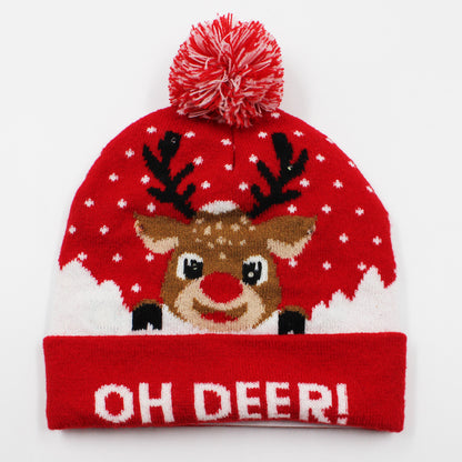 Korean Internet Celebrity Style Snowflake Christmas Hat, Warm and Cold-Proof Women's Knitted Hat with Pom-Pom, Ear-Protecting Yarn Hat, Light Luxury Style