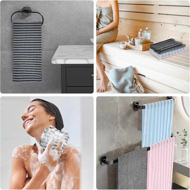 Exfoliating Shower Towel Cleanses, Smooths, and Cares for the Skin