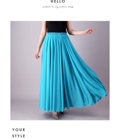 720 Degree Double Layer Large Swing Skirt Chiffon Classical Dance Ethnic Dance Skirt Dance Long Skirt Square Dance Practice Xinjiang Dance