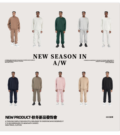 Cai Xiang Island Men's Clothing | Autumn and Winter 350g Dopamine Fleece Oversized Loose Trendy Brand Men's Sweatshirt and Pants Set