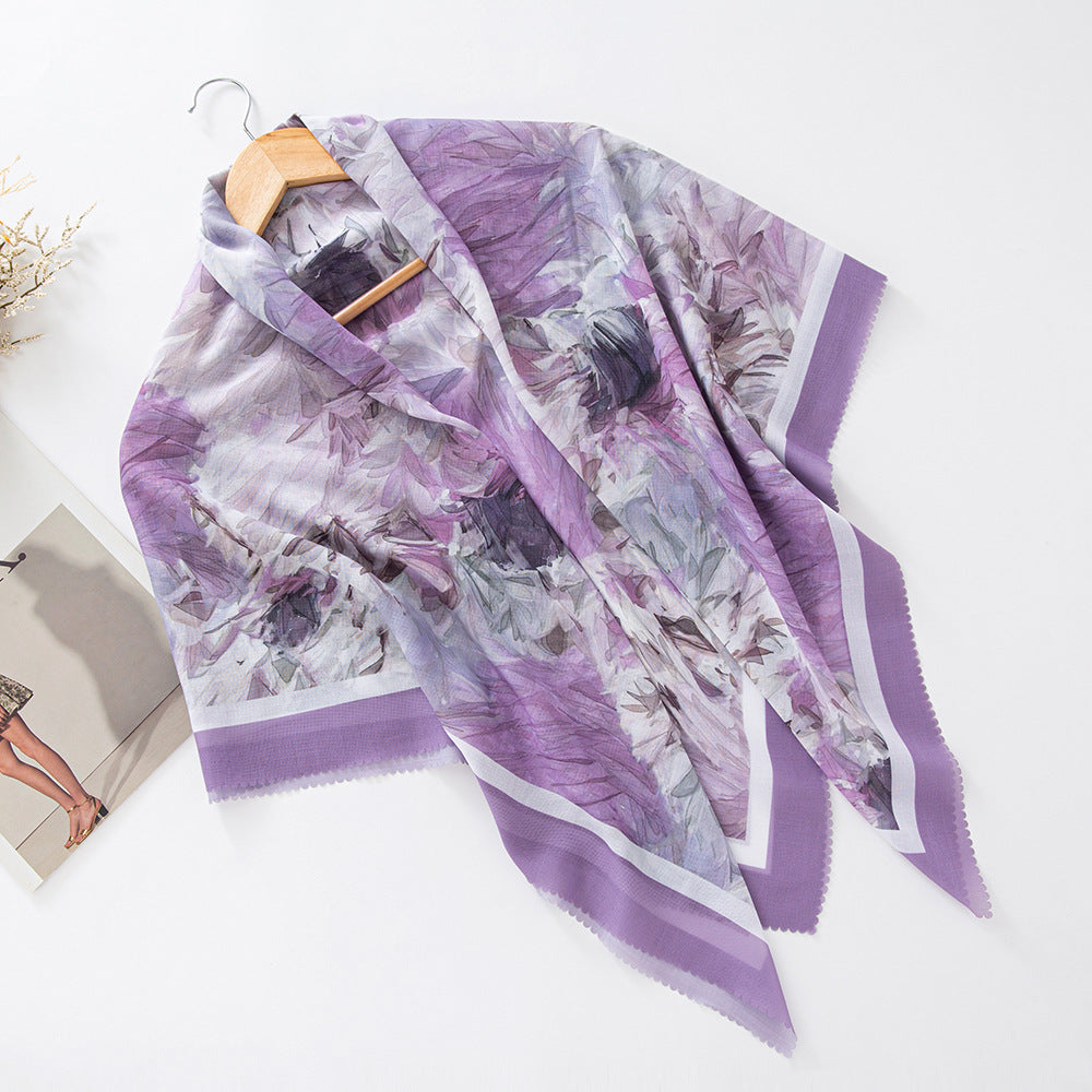 Cross-Border New Product Voile Print 110 Square Scarf Classic Lace Scarf Turban Malaysian Shawl