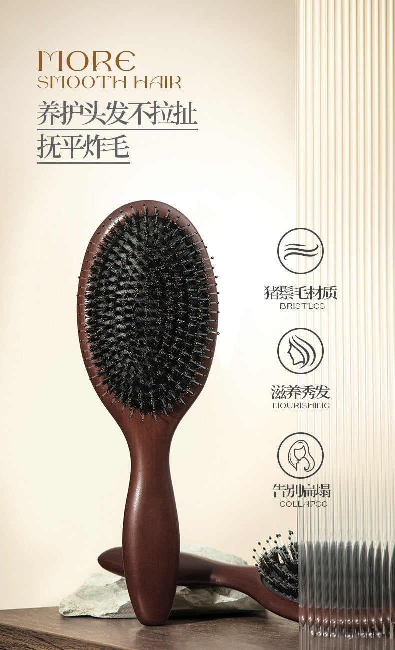 Natural and Authentic Boar Bristle Air Cushion Comb Air Bag Massage Comb Scalp Meridian Fluffy Bamboo Comb Beech Wood Comb Wholesale