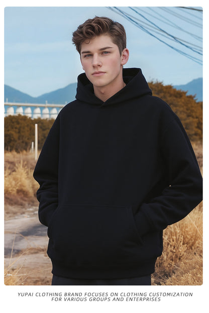380g Heavyweight Terry Cordless Pullover Printed Off-Shoulder Hoodie Custom-Made Trendy Brand Hooded Sweatshirt with Custom Logo