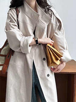 cool handsome high sense ~ lapel leather coat women's spring and autumn Hong Kong style PU leather jacket motorcycle top trendy 9595