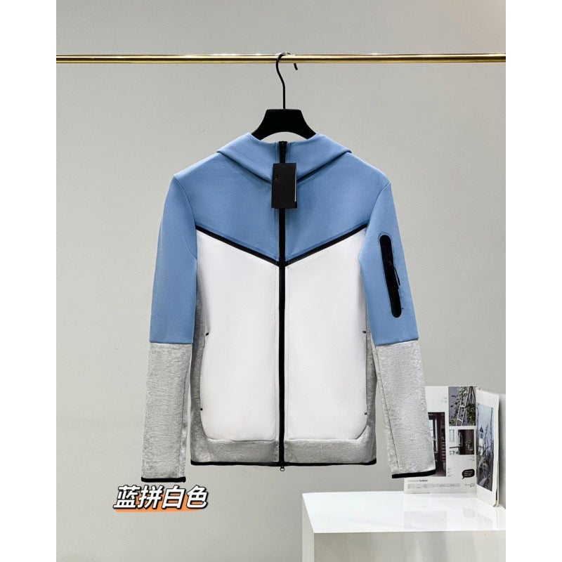 2024 Spring and Autumn Casual Sports Cotton Air Layer Hooded Zipper Cardigan Men's Jacket 490 Coat