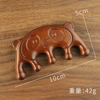 Golden silk sandalwood lotus fish carved massage comb scalp head massage wide tooth comb small comb solid wood comb meridian comb