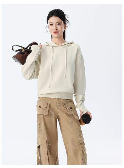 Couple Style Air Layer Hooded Top for Women, Lightweight, Breathable, High-End, Slim, Casual, Loose Sweatshirt, New Trendy Brand