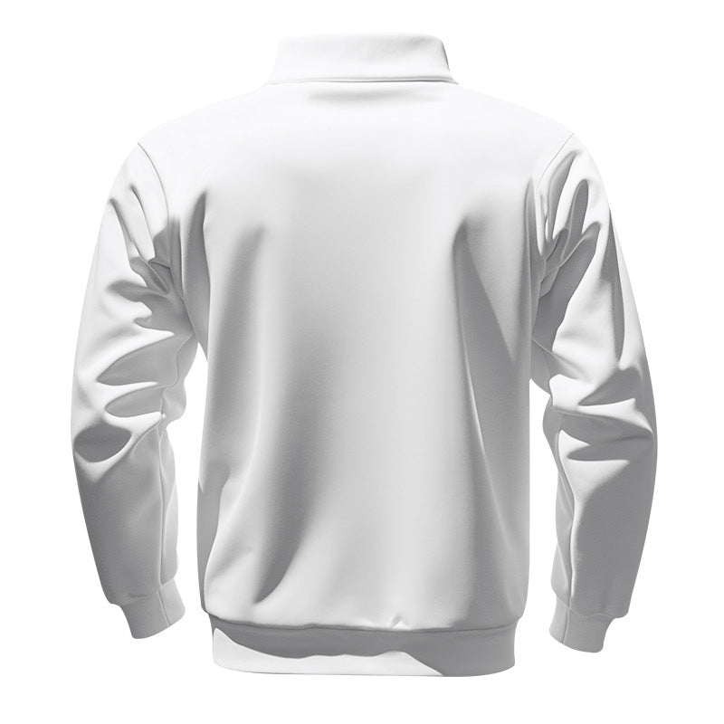 Cross-Border American Style Autumn and Winter Heavyweight Fleece Long-Sleeve Men's Sweatshirt with Half-Zip, Loose Fit, Stand Collar, Pullover Men's Sweatshirt
