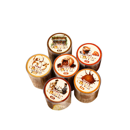Carefully Selected Coffee Town Retro Series Die-Cut Scenery Washi Tape Creative DIY Background Stickers Journal Pet Tape