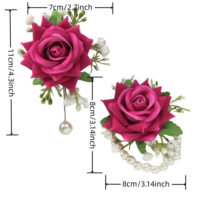 Amazon cross-border new rose wrist flower corsage bridesmaid sister group decorative flower forest wrist flower manufacturers
