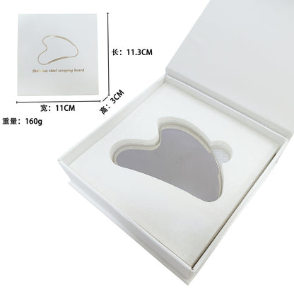 Factory direct stainless steel large heart-shaped scraping plate hand face scraping metal massage beauty tools wholesale