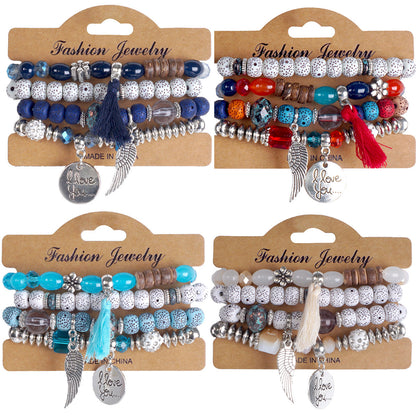 European and American Cross-Border Hot-Selling New Bohemian Bracelets Creative Tassel Multi-Layer Beaded Bracelets Fashion Jewelry