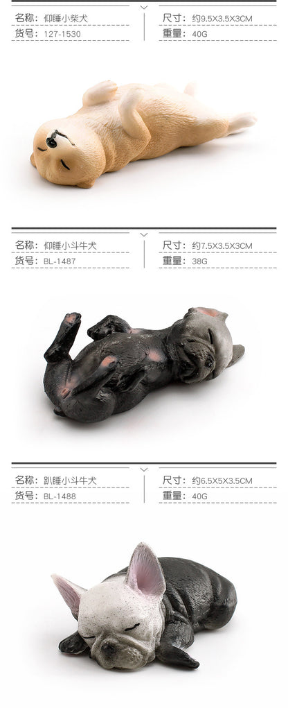 Cross-border Children's Cognitive Simulation Pet Dog Model Sleeping Posture French Bulldog Chai Dog Decorative Ornament Toy