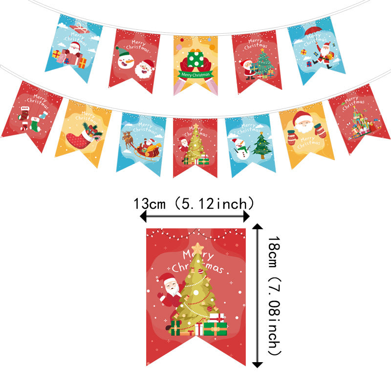 Amazon New Product Party Supplies Christmas Flag Set Christmas Garland Banner Venue Decoration