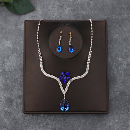 Korean Bride Necklace Earrings Two-piece Decorations Wedding Yarn Wedding Jewelry Wedding Accessories Dance Studio