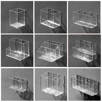 Desktop Wall Hanging Storage Box with Transparent Acrylic Cosmetics Bathroom Stationery Station Kitchen Storage Rack Bedside