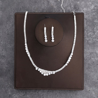 Korean Bride Necklace Earrings Two-piece Decorations Wedding Yarn Wedding Jewelry Wedding Accessories Dance Studio