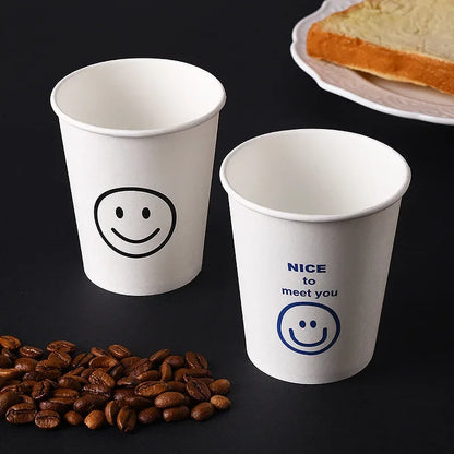 Disposable Paper Cups with Cute Cartoon Patterns for Commercial, Office, and Home Use, Food-Grade, 250ml, Thickened