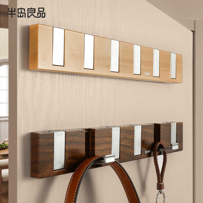 Door Hook Punch-free Clothes Bag Storage Rack Bedroom Door Wood Grain Clothes Hook Storage Door Hanger