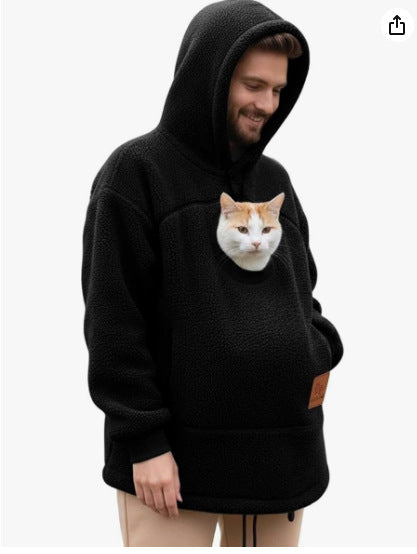2025 New European and American Polar Fleece Pet-In-One Men's and Women's Trendy Hooded Loose Casual Warm Sweatshirt