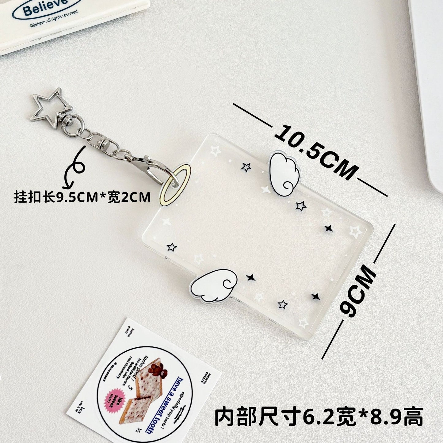 Original Ins Wind Wings Star Small Card Cover Acrylic Hard Card Cover Angel Small Card Card Card Card Card Film Card Cover
