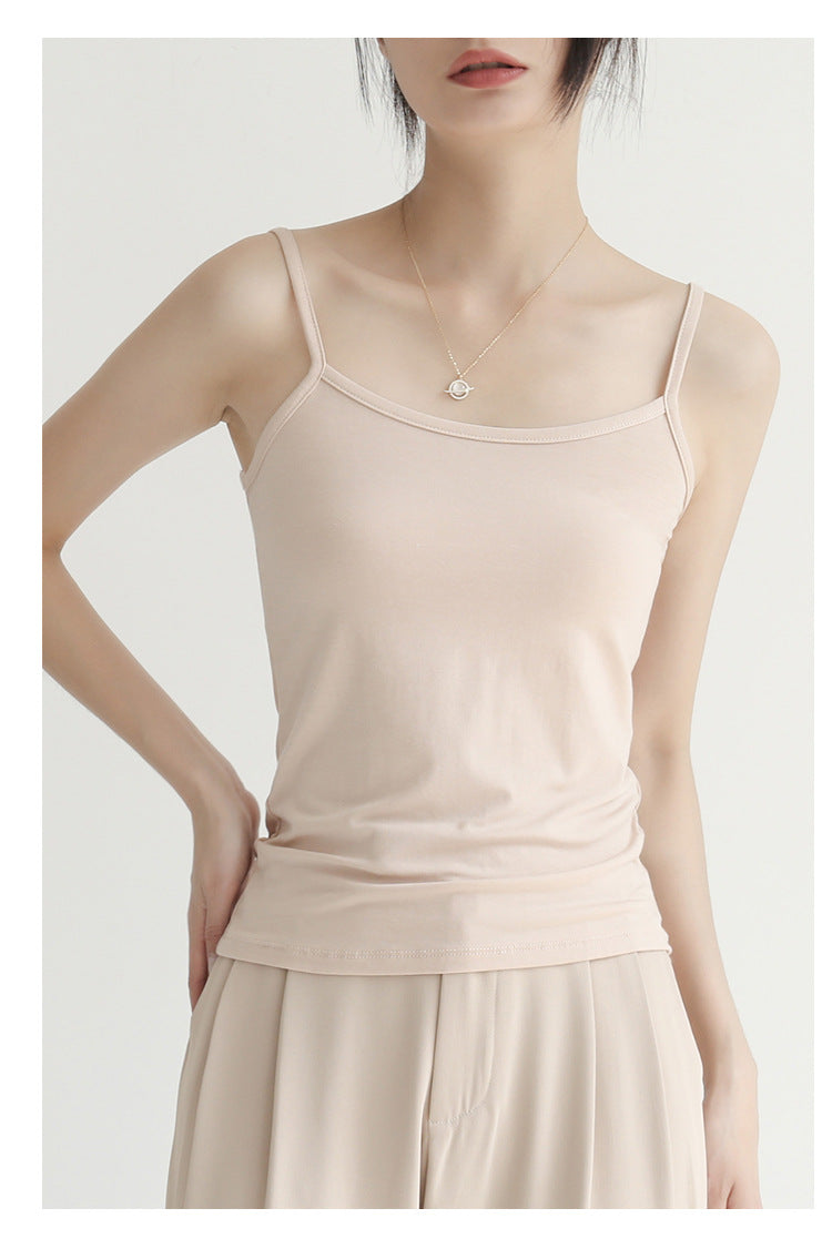 Factory Direct Sales Spring and Summer Versatile Camisole Women's Simple Solid Color Slim Elastic Bottoming Shirt Wholesale Dropshipping