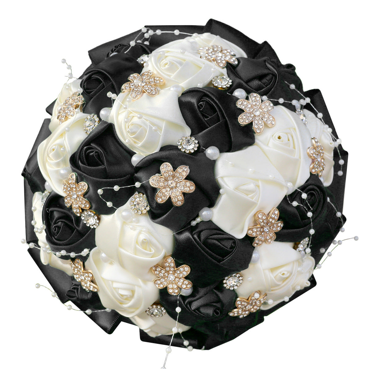 Amazon Supply Dark Green Bride Bridesmaid Simulated Satin Rose Bouquet Church Wedding Supplies Wholesale