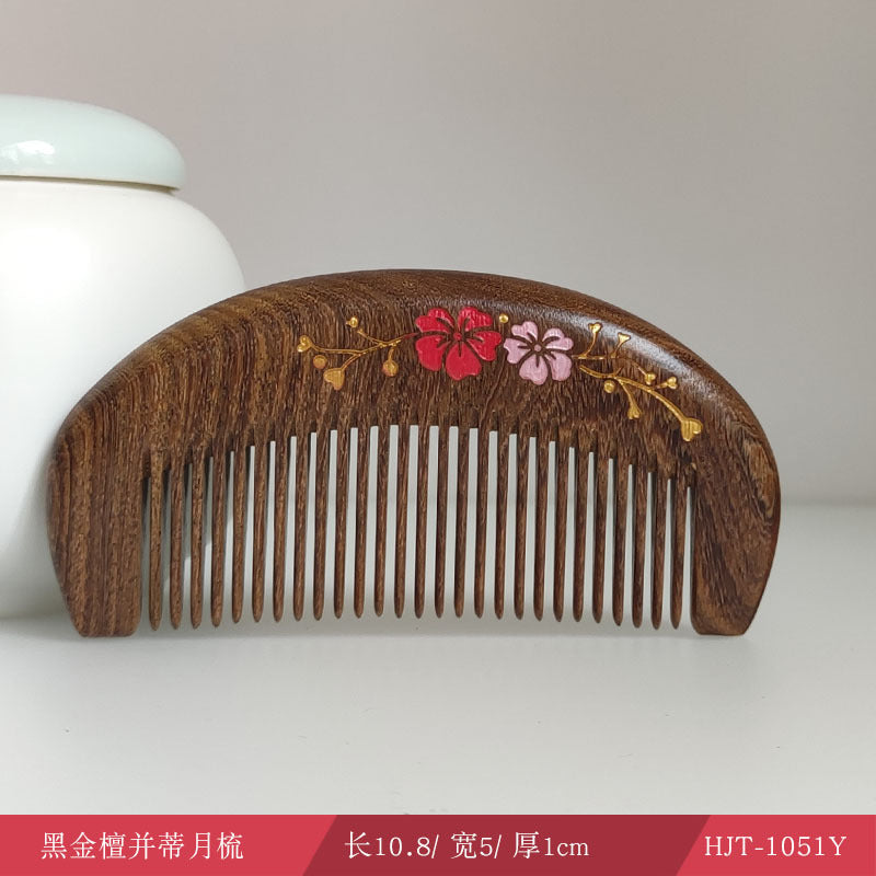 Sandalwood Comb for Meridian Scalp Massage, Anti-Static Hair Comb for Women, Medium-Tooth Volumizing Comb, Meridian Comb Gift Box