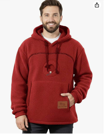 2025 New European and American Polar Fleece Pet-In-One Men's and Women's Trendy Hooded Loose Casual Warm Sweatshirt