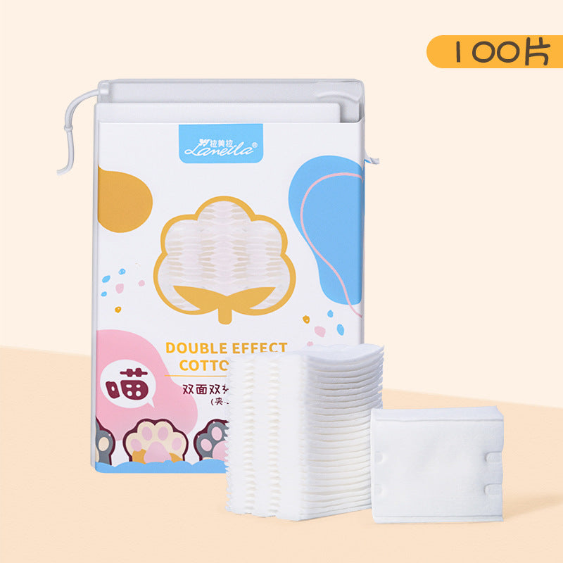 Lmltop New 222-Piece Sandwich Makeup Remover Cotton Cartoon Cat Claw Double-Sided Thickeneded Makeup Cotton Stretch Cotton Wet Compress Cotton