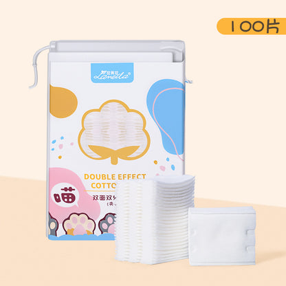 Lmltop New 222-Piece Sandwich Makeup Remover Cotton Cartoon Cat Claw Double-Sided Thickeneded Makeup Cotton Stretch Cotton Wet Compress Cotton