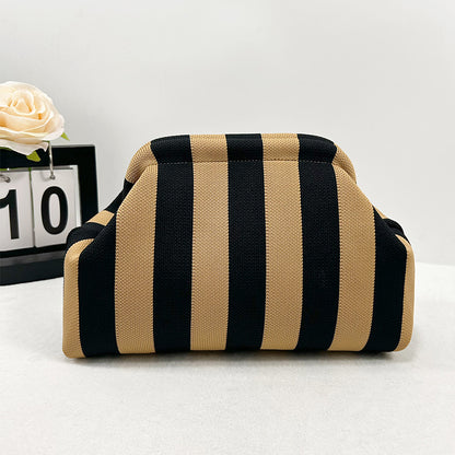 Cross-Border Dropshipping Knitted Bag Striped Clutch Bag for Women Fly-Knit Cloud Versatile Stylish Portable Makeup Bag Large Capacity