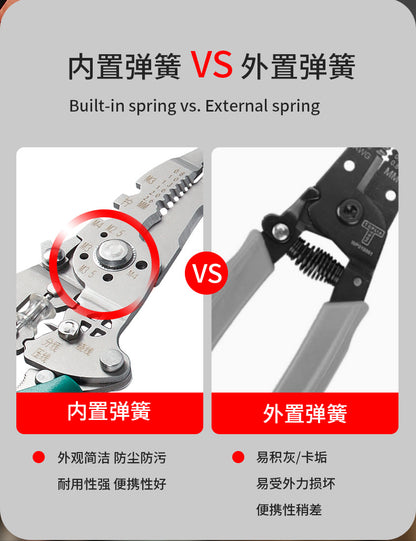 Key Plate Stainless Steel Multifunctional Wire Stripping Pliers Electrician Special Wire Stripping and Winding Manual Peeling Tool