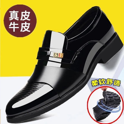 [100% cowhide] special clearance processing suit men's leather shoes thick bottom authentic cowhide shoes men's shoes dad shoes