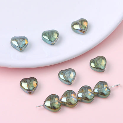 10mm Glass Color-Coated Peach Heart Crystal Beads Loose Beads DIY Handmade Necklace Bracelet Ear Jewelry Manufacturer Direct Sales Wholesale