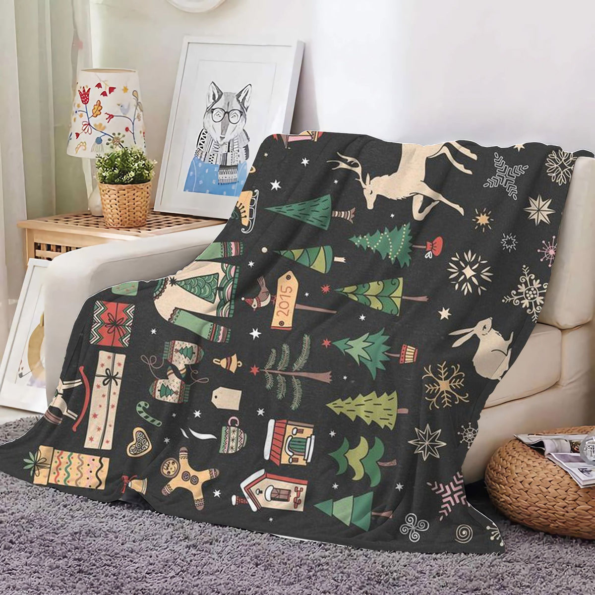 Christmas Decoration Blanket Holiday Blanket Red Festive Blanket Christmas Tree Polo Sofa Blanket Flannel Blanket