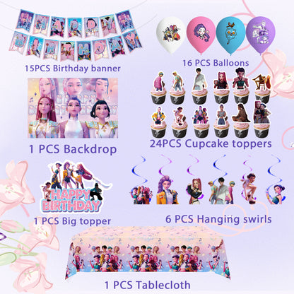 Amazon's New Pop Hunter Witch Group Theme Birthday Party Supplies Set Paper Plate Tissue Tablecloth Decoration