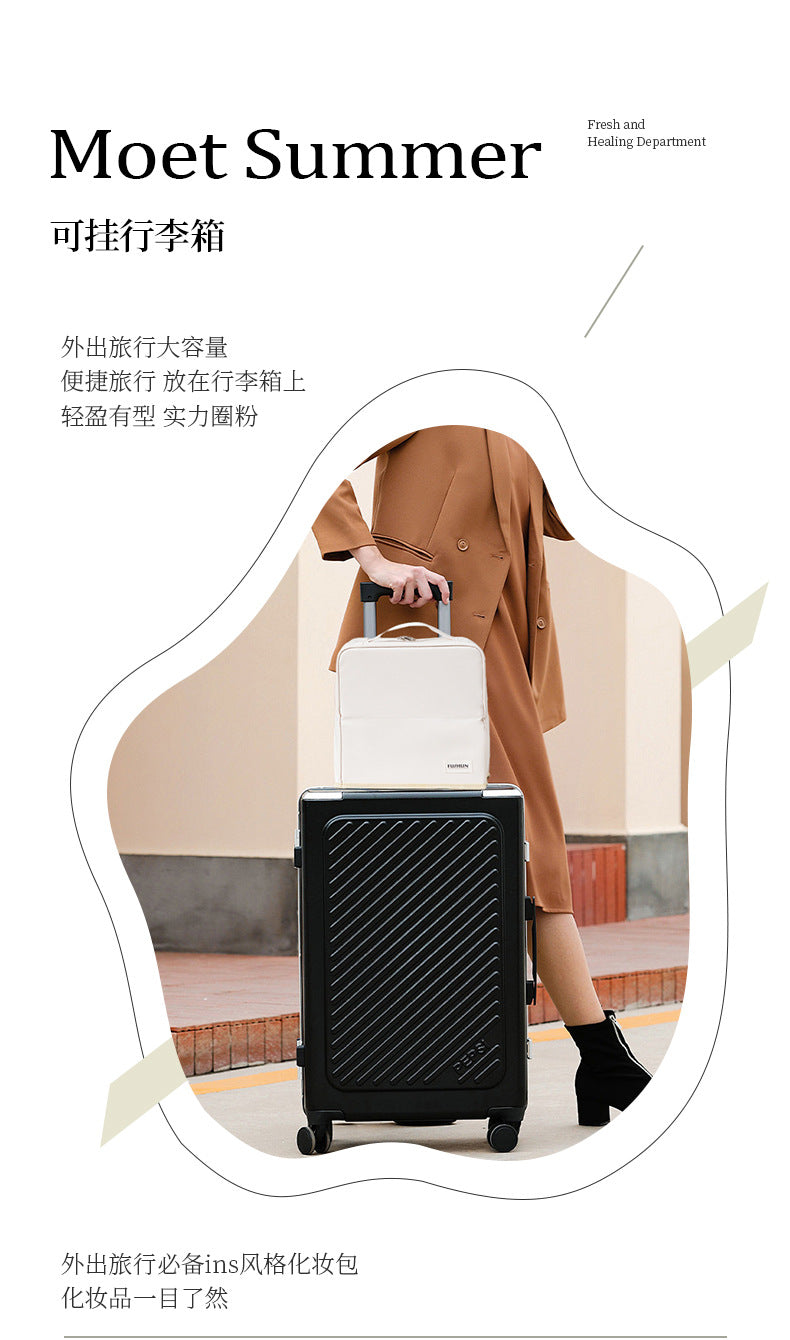 Vertical Cosmetic Bag, Large Capacity, Women's Pencil Case, Travel Pu Waterproof, Can Be Hung on Luggage, Makeup Brush Storage Bag
