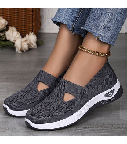 Women's Shoes Cross-Border Large Size Casual Shoes Fly-Knit Breathable Shoes Women's Lightweight and Comfortable Mesh Shoes Soft Sole Shallow Shoes