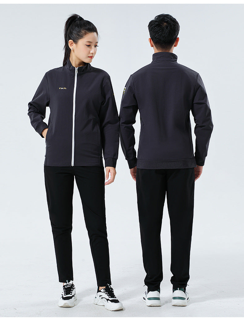 New Badminton Uniform Jacket Black and White Suit Men's and Women's Long-Sleeved Volleyball Uniform Table Tennis Uniform Competition Training Uniform