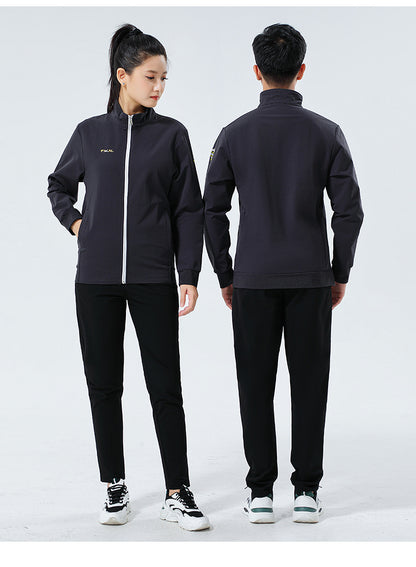 New Badminton Uniform Jacket Black and White Suit Men's and Women's Long-Sleeved Volleyball Uniform Table Tennis Uniform Competition Training Uniform