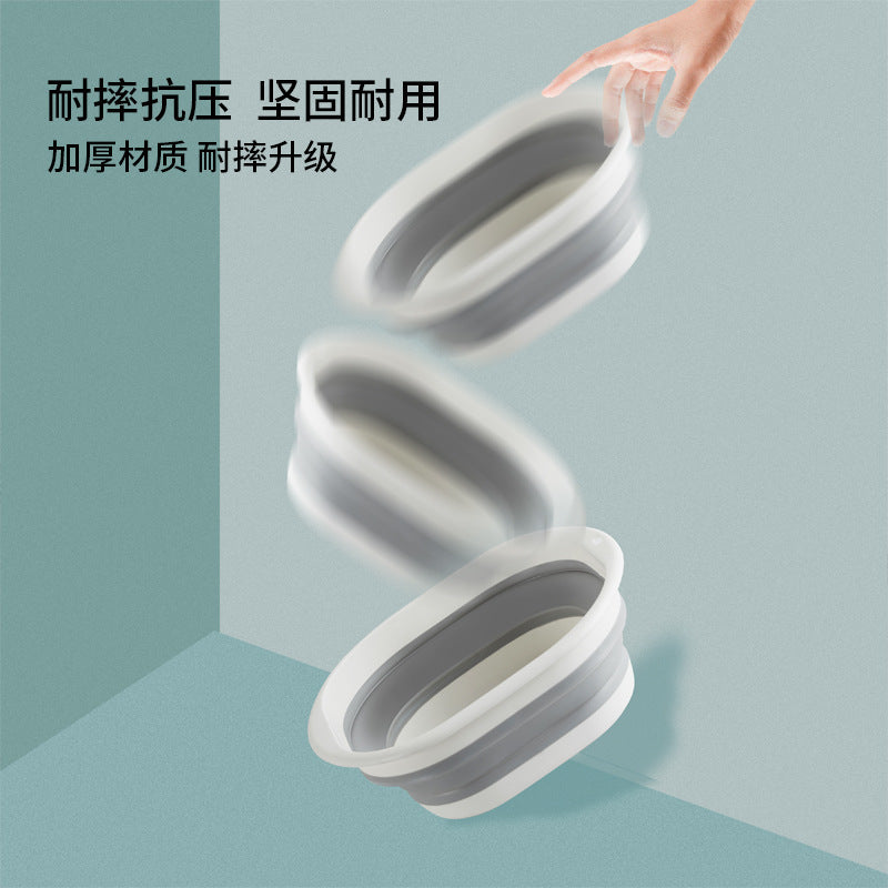 Portable Silicone Collapsible Washbasin Vegetable Washing Basin Student Dormitory Plastic Foot Soaking Foot Washing Basin Household Multi-purpose Basin