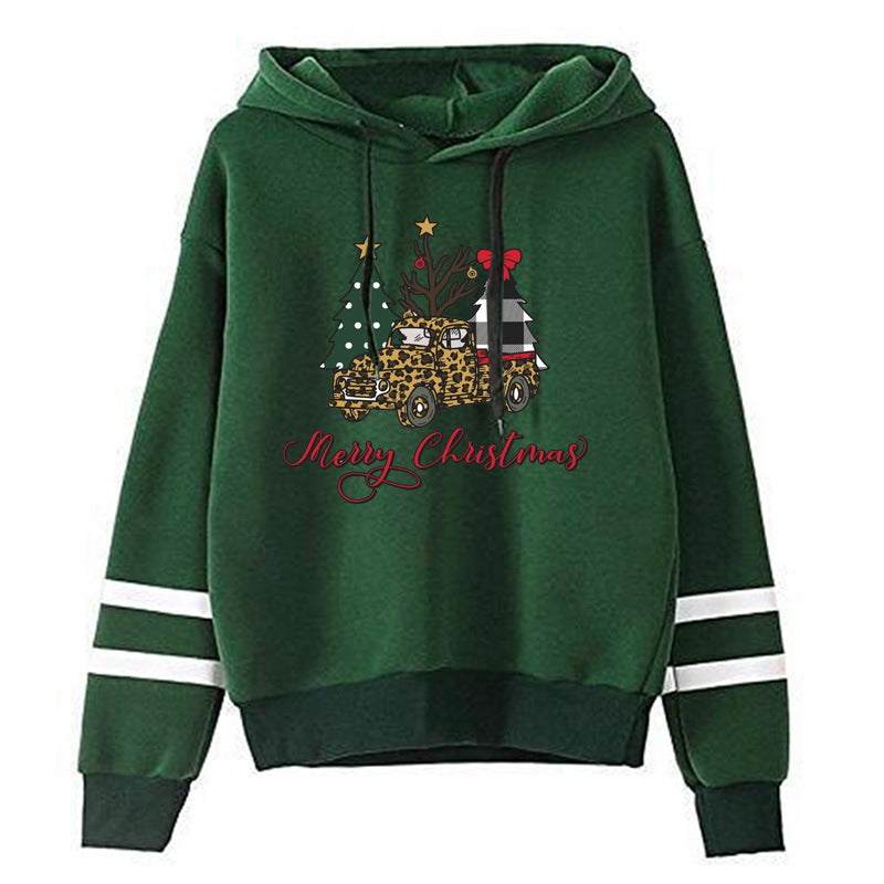 Amazon cross-border European and American Christmas tree merry Christmas printed parallel bars striped sweater for men and women in autumn and winter